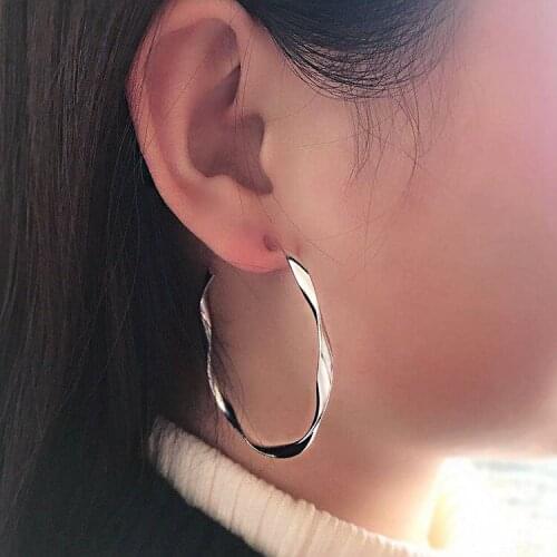 LADYCHIC Punk Big Size Hoop Earrings Twisted Circle Earring Brincos Simple Trendy Round Loop Earrings for Women Jewelry LE1447