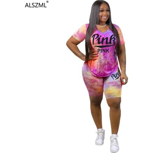PINK tie dye print women suit 2020 hot sale casual sport wear 2 piece track suit set popular female clothes 3 color