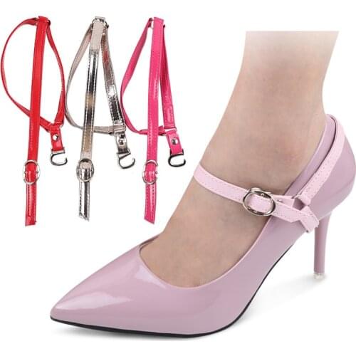 1Pair Women Shoelace No Tie Triangle Beam Leather Shoe Lace High-heels Shoelaces Buckle Shoe Bandage Shoelace Shoes Accessories