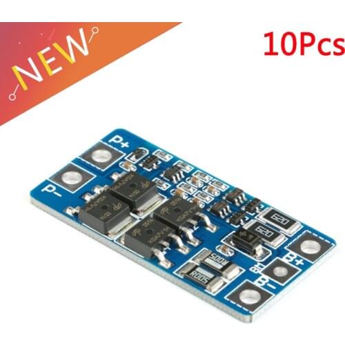 10PCS 2S 10A 7.4V 18650 lithium battery protection board 8.4V balanced function/overcharged protection DIY BMS PCM PCB