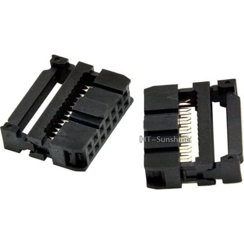 100pcs 2.54 mm 14pin 2*7P IDC Socket Female FC 14P Rectangular Connector adapter Ribbon Cable 1.27 mm