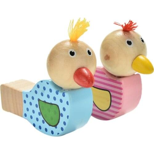 2 pcs Random Color Wooden Bird Whistles Cute Cartoon Whistle Toys Children Musical Instrument Educational Toy Children Gift