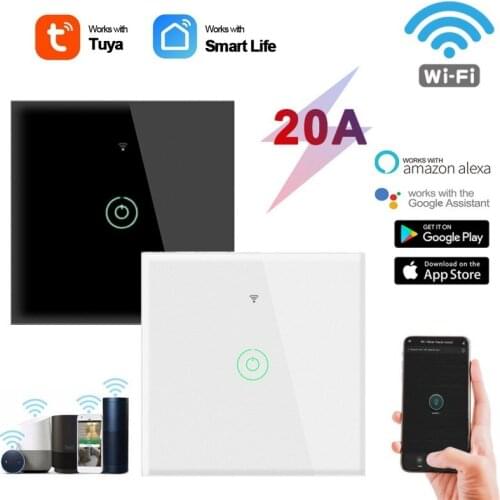 20A TUYA Smart Wifi Light Switch Wall Touch Switch Water Heater Refrigerator Oven Switch Work With Alexa Google Home Smart Life