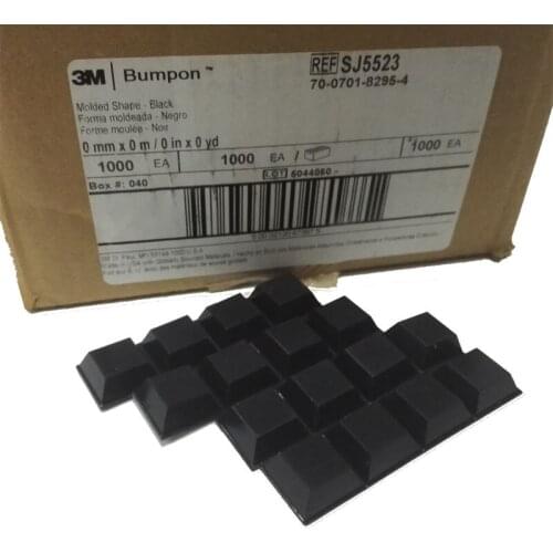 3M SJ5523 Black Non-Slip Floor Mats Square Tapered Flat Top Wear-Resistant Furniture Appliances Buffer Anti-Skid Stickers