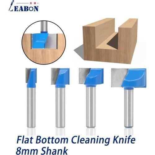 4pcs 5pcs 8mm Shank Surface Planing Wood Milling Router Bits Flat Bottom Cleaning Knife Woodworking Carving Knife