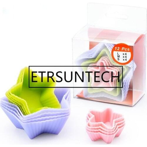 50sets 12pcs/set Star Shape Colorful Silicone Cake Baking Molds Jelly Mold Silicone Cupcake Pan Muffin Cup