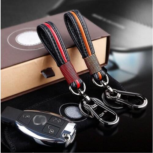 DHL 50PCS Fashion Genuine Leather Intertexture Sennit Styling Car Auto Home Key Chain Key Ring Keyring Good Gift Special Design