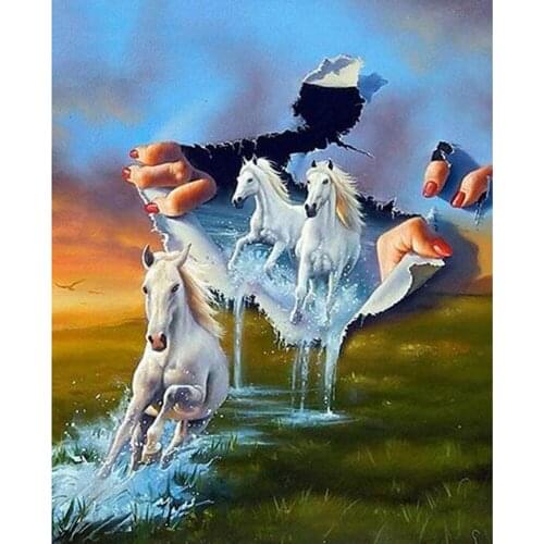 5D DIY Diamond Painting Running Horse Painting Diamond Embroidery Full Square Drill Wall Picture Decor Rhinestone Mosaic Crafts