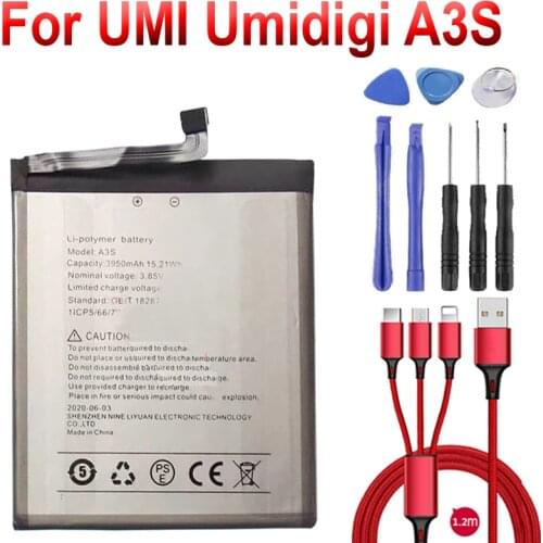 3950mAh for UMI Umidigi A3S Battery +USB cable+toolki