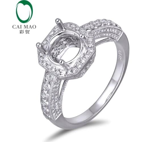 Caimao 14K White gold Natural 0.73ct Diamond Engagement Ring Jewelry Semi Mount 7mm Round Cut Setting