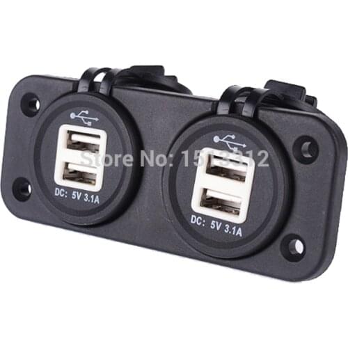 DIY 12-24V DIY Water Resistant 5V 3.1A 4-Port USB Car Charger Adapter w/ Blue LED Light