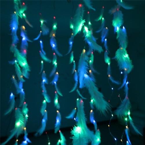 DIY 300 LED with DIY Feather Window Curtain Light String Cooper Wire Wedding Party Home Garden Outdoor Indoor Wall Decorations