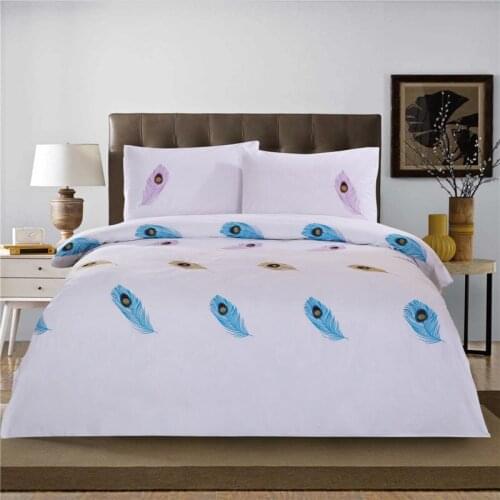Foreign trade original single embroidered pure cotton four-piece white cotton quilt set 200*230 meters*220*240 meters