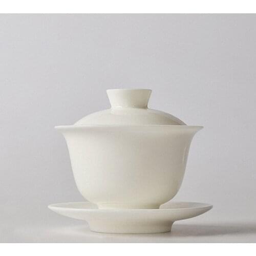 PINNY White Porcelain Kung Fu Gaiwan Hand Made Ceramic Tea Set Chinese Porcelain Teaware 160ml Tea Bowl High Quality Chinaware