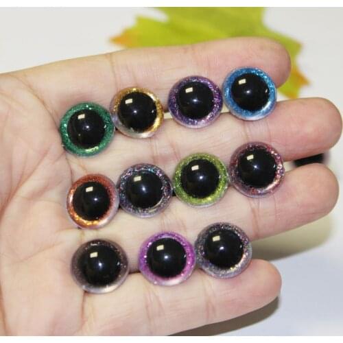 100pcs--N18-13mm--24mm glitter round safety clear toy eyes+hard washer+ glitter fabric for diy doll findings--color option