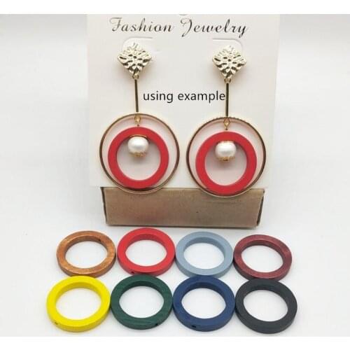 Fashion 30mm Colorful Wood Round Circle DIY Loose Bead Jewelery Accessory with hole DIY Earrings Parts 10pcs y1236