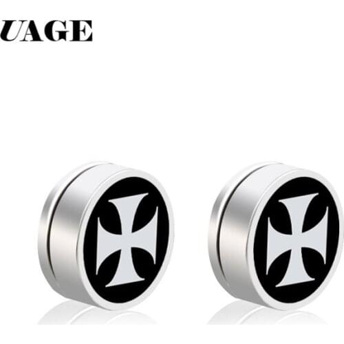 UAGE 1 Pair Punk Mens Strong Magnet Magnetic Ear Stud Non Piercing Fake Earrings for Boy Girl Earring Stud