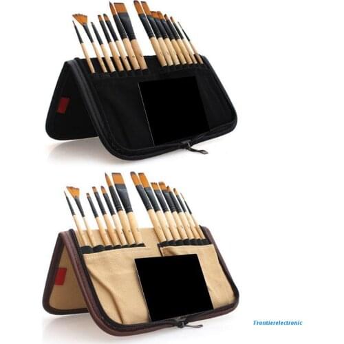14pcs Paint Brushes Acrylic Watercolor Brush With Pencil Case Storage Bag for School Artists Painting Drawing