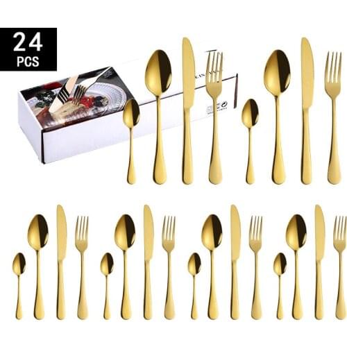 Stainless Steel 1010 Tableware 24 Piece Set Western Steak Cutlery Gift Box Gift Set Silverware Dinnerware Set Tableware