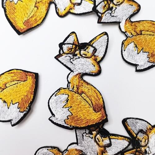 Smart Fox Animal Patches Custom DIY Embroidery Cute Iron on for Clothing Backpacks Sewing Appliques High Quality Kids Bag Patch