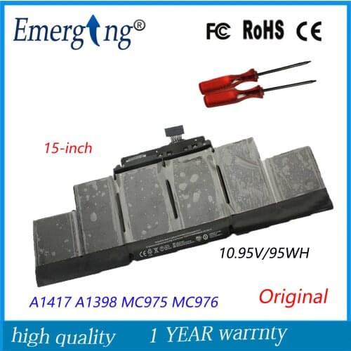 10.95v 95Wh New Original Laptop Battery A1417 for Apple MacBook Pro A1398 15" 2012 Early 2013 Retina MD831LL/A with tools