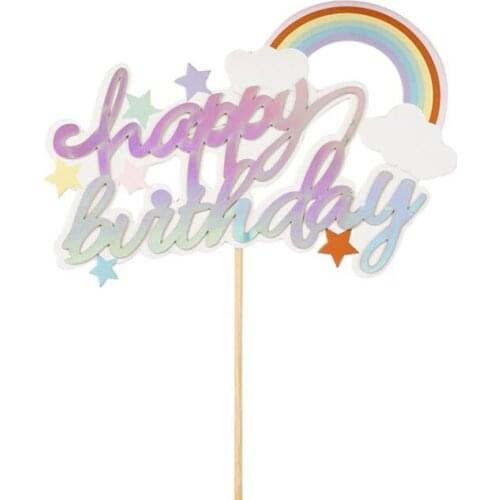 Birthday Cake Rainbow Color Card Dessert Decoration Plug-in Card Happy Birthday