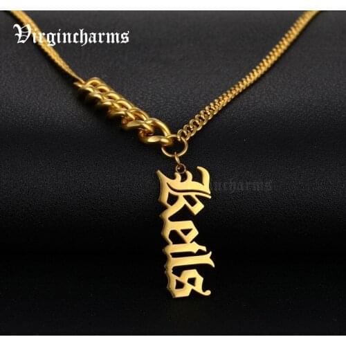 Custom Name Necklaces for Women Men Nameplate Pendant Old English Personalized Jewelry Stainless Steel 3mm 5mm Cuban Chain Gold