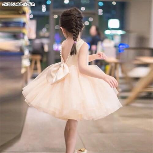 Princess Girls Dress 1st Birthday Party Wedding Dress For Girl Baby Baptism Christening Dress Pearl Kids Dresses For Girls Gowns