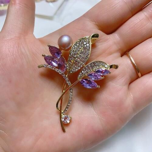 1Pcs Natural Freshwater Pearl Brooch Drill Semi-precious Brooches For Elegant Women Wedding Clothes Jewelry Accessory