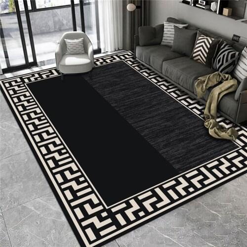 Modern Balck Geometric Living Room Rug Luxury Big Size Retro Chinese Style Bedroom carpet Armchair Mat Area Carpet Decoration