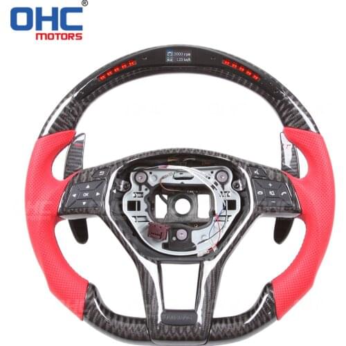 100% Real Carbon Fiber LED Steering Wheel compatible for W204 W205,S205 W213,S213, E GLA GLC V VITO B CLA CLS GLE GLS Class