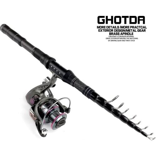 Rock Rod Telescopic Fishing Rod Combo 1.8-3.0 m Carbon Travel Rod With Spinning Reel Fishing Set