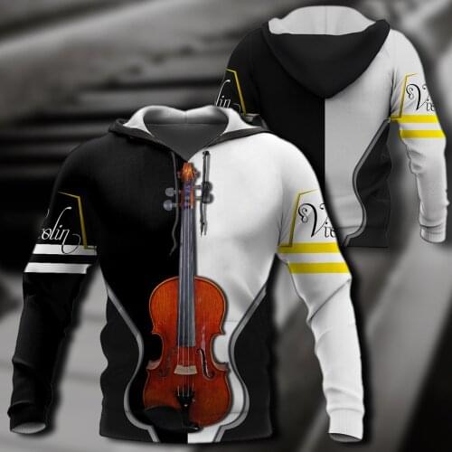 3D Printed Hoodie Love Violin Music Pattern For Men/Women Sweatshirt Spring/Autumn Casual Pullover Zipper Unisex Streetwear