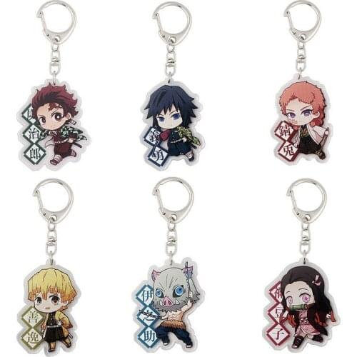 Trendy Anime Demon Slayer Kimetsu Keychains Hashibira Inosuke Zenitsu Agatsuma Kamado Tanjirou Nezuko Keyrings Pendants Figure