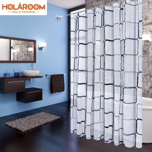 Bathroom Shower Curtains Geometric Plaid Pattern Bath Curtain PEVA Quality Modern Waterproof shower Curtain Home farmhouse Decor