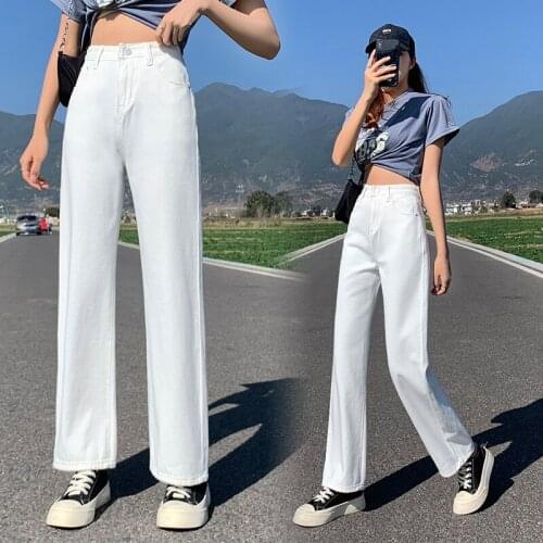 Woman Pants 2021 WomenS Jeans Loose High-Waisted Straight Wide-Leg Denim Pants Spring Summer Hot Sale All-Match Trousers