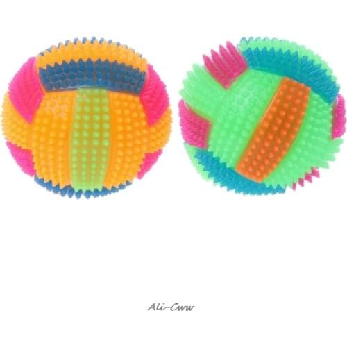 Dog Chew Toy Flashing Football Shape LED Light Sound Bouncy Ball Funny Pet Toy