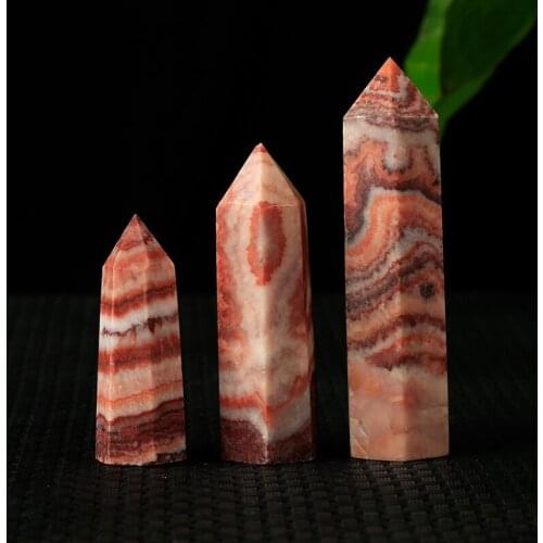 1PC truly China rhodochrosite hexagonal column red streak mineral Crystal point Mineral jewelry home decoration DIY gift
