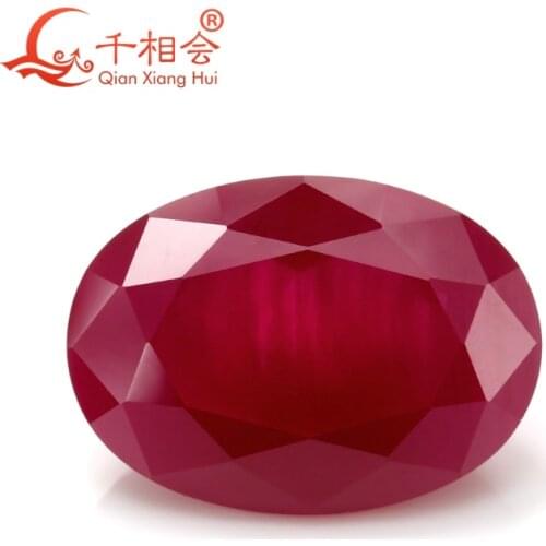 10x14mm Opaque Artificial red ruby natural cut oval shape corundum gem stone