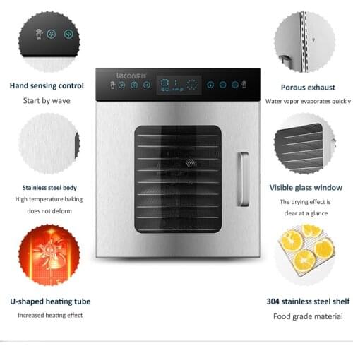 12-layers Food dehydrator Commercial home dual-use food dryer Stainless steel fruit vegetable drying machine 220V/50HZ 1000W
