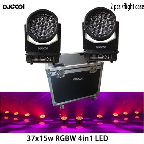 No duty 2 pcs a filghtcase Dmx512 37X15W Led Wash Zoom Rgbw Moving Head Light Stage Spotlight For Dj Lights Nightclub Disco