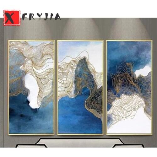 3pcs 5D DIY Diamond Painting Abstract line art cross stitch full square/round diamond painting mosaic embroidery home decoration