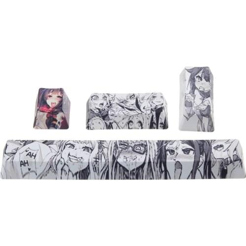4Pcs Japanese Anime PBT Space Keycaps Ahegao Keycaps 6.25U ESC Spacebar Caps For Mechanical Keyboard Switches Keycaps X6HA