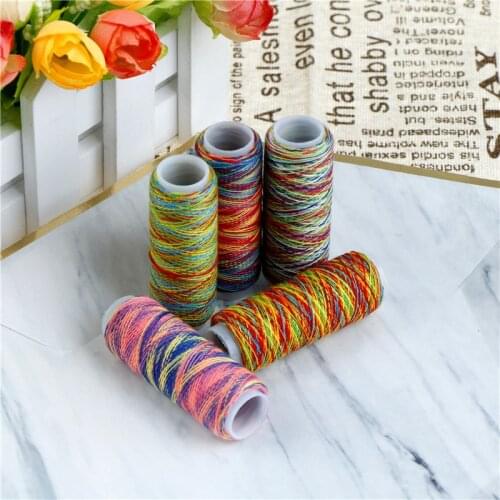 5PCS Rainbow Color Sewing Thread DIY Embroidery Sewing Yarn Knitting Thread