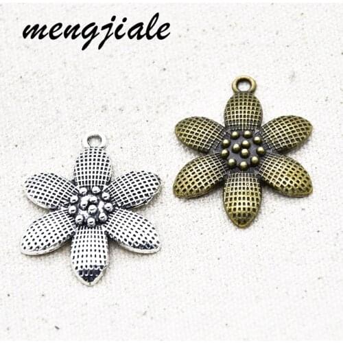 7pcs Hot Sell Wholesale Supplier Zinc Alloy Metal Flower Charms For DIY Jewelry Accessories Making 37*29mm