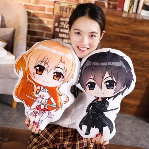 Anime Sword Art Online Kirito Kirigaya Kazuto Yuuki Asuna Plush Toys Stuffed Pillow Cushion Doll Children Birthday Gift 20-45cm