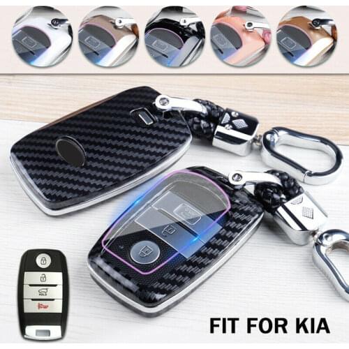 Carbon Fiber ABS Smart Car Key Fob Case Cover Keychain Holder For KIA Optima Sorento Soul Sportage Sorento Niro