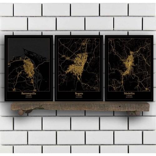 Barranquilla Bogota Medellin Colombia Map Poster