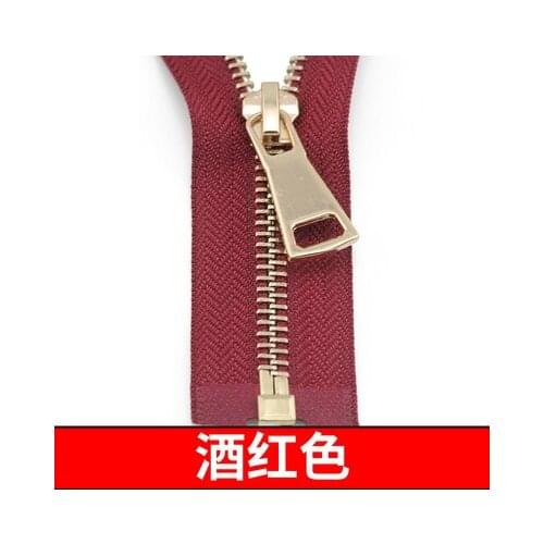 Free shipping 3pcs/lot 5# 70cm 90cm wine red zipper Metal zipper light gold teeth open-end clothing coat jacket down zipper