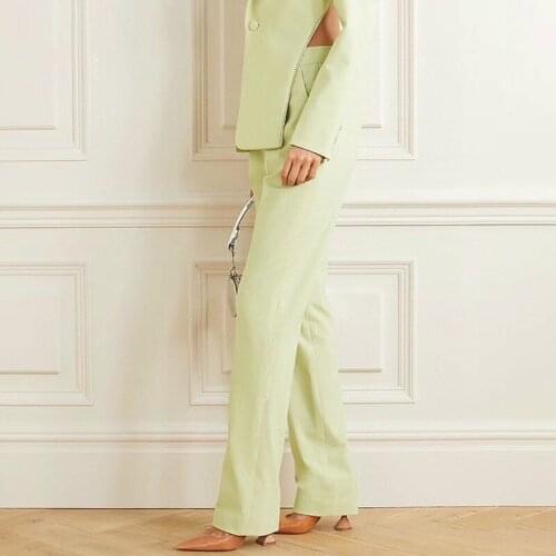 Casual Calf Length Pant For Women High Waist Pockets Zippers Loose Large Size Wide Leg Pants Female 2020 Fashion New Clothes